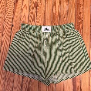 Dressed in lala boxer shorts